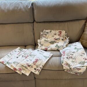 Pottery Barn Snowman Queen Size Sheet Set